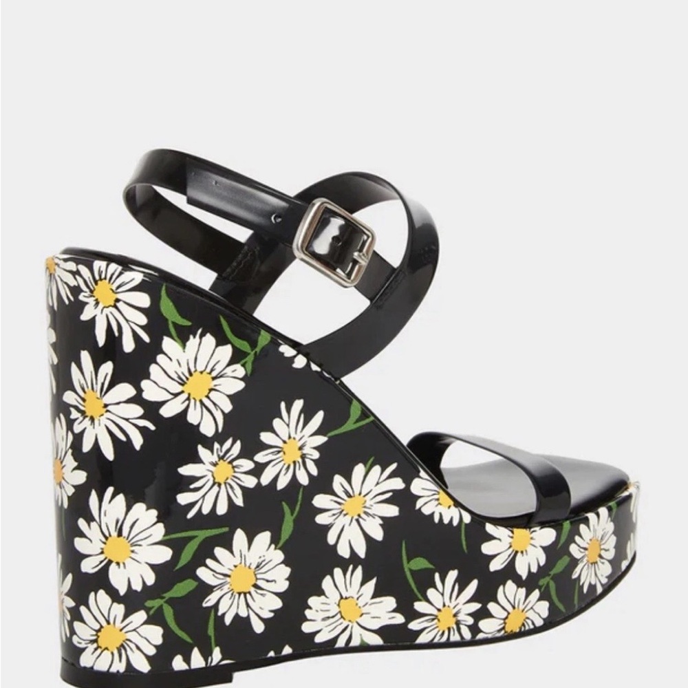 Black Daisy Wedge Sandals - Picture 5 of 10